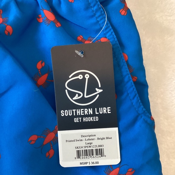 Lobster print mens swim trunks by Southern Lure NWT - Picture 3 of 11